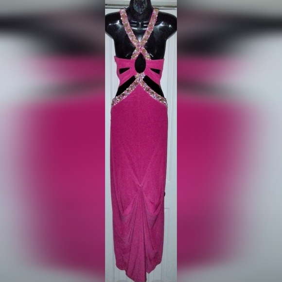 Women's Fuchsia Embellished Evening Dress/Prom Dress/Cocktail Dress Size 2 - Picture 3 of 7